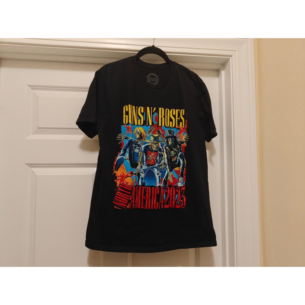 Guns N Roses North America 2023 Tour T-Shirt Mens Medium Black Band Tee USA Made
